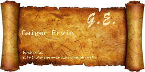 Gaiger Ervin névjegykártya