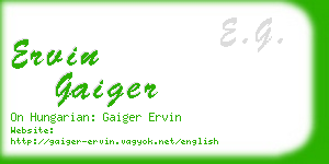 ervin gaiger business card